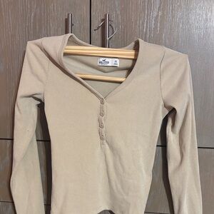 Hollister Women's Beige Long Sleeve Top